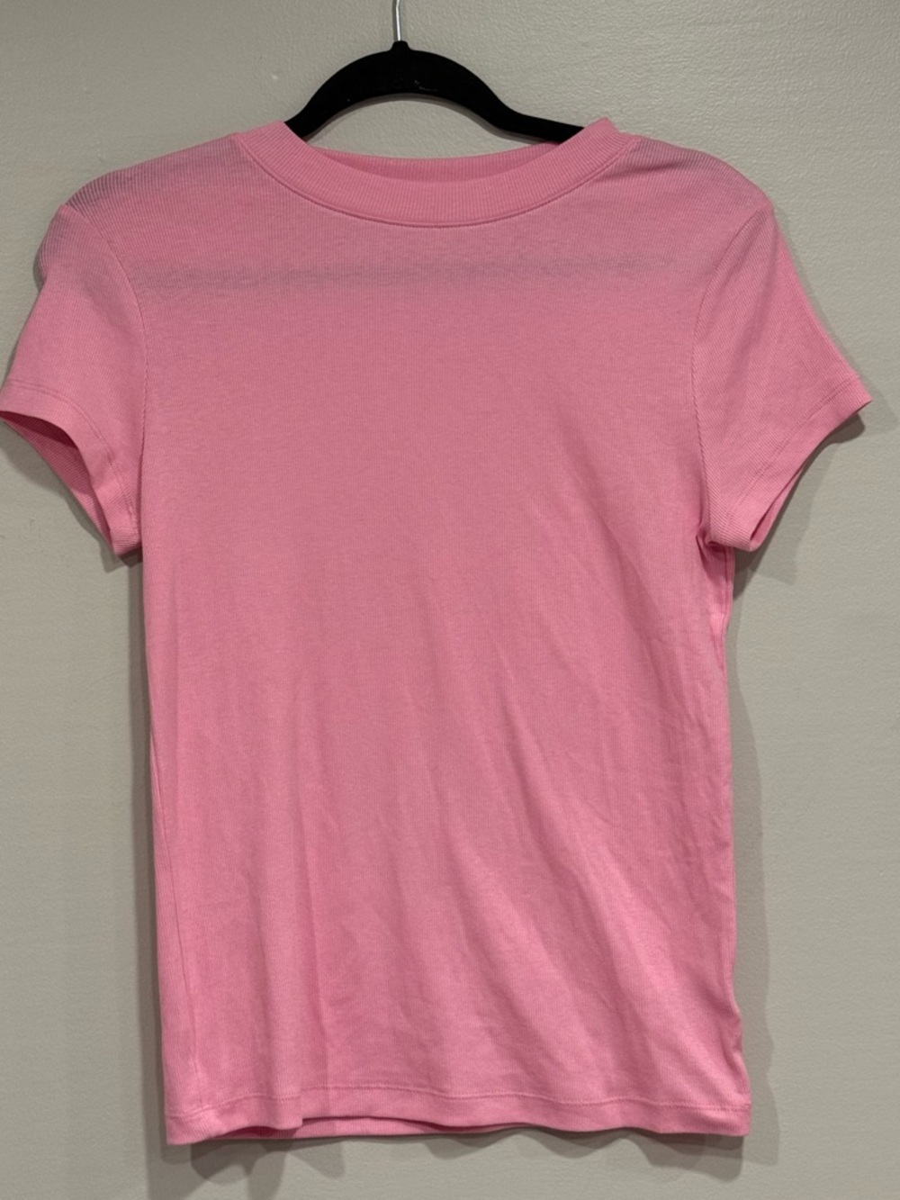 A New Day Women's Slim Fit Short Sleeve Ribbed T-Shirt Vibrant Pink Size Medium